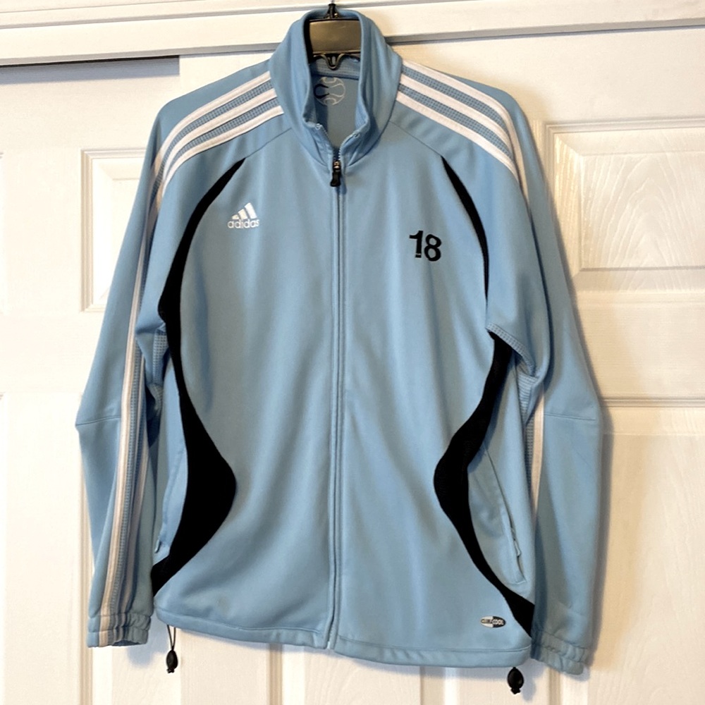 Adidas light blue jacket